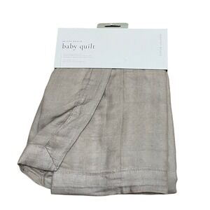 Little Unicorn Deluxe Muslin Baby Quilt Bamboo 4 Layer Taupe Neutral 30x40 NWT